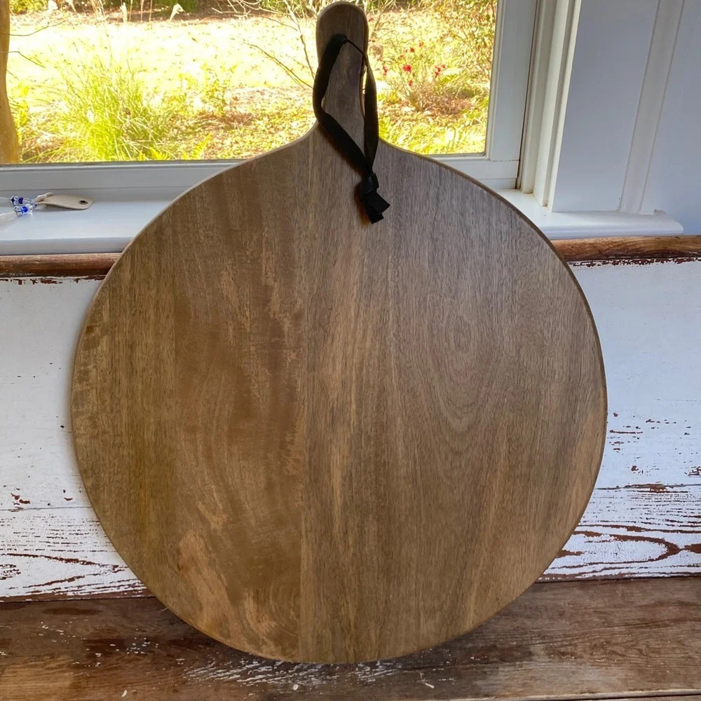 NWT Anthropologie Wooden Oversized Round Cheese Cutting Board - Picture 6 of 7